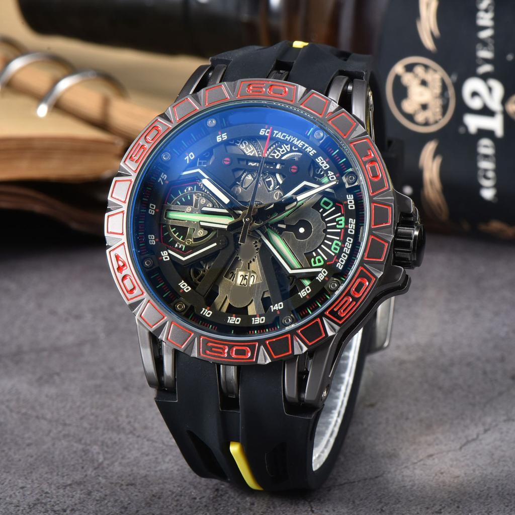 2025 New Business Leisure Large Dial Six-Pin Multifunctional Quartz Watch Personalized Men's Watch Engraved Pattern Watch