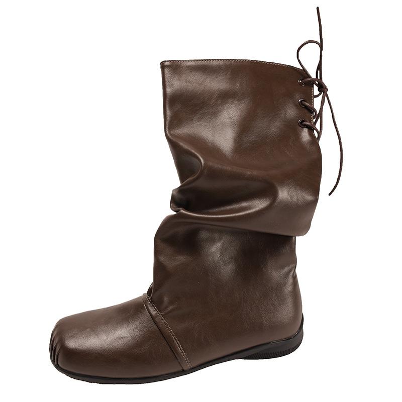 Queen Fan Retro Square Head Flat Bottom Sports Boots Children's 2025 New Autumn Versatile Skinny Stacking Boots