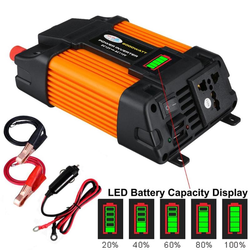 DC 12V to AC 220V/110V 2 USB Voltage Transformer Universal Socket Power Display Car Power Inverter LED Charger Converter 12V TO 110V