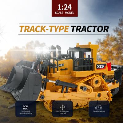 1:24 2,4 G 9CH RC buldozers RC traktoru kravas automašīnu celtniecības inženiertehniskie transportlīdzekļi ar vienu atslēgu