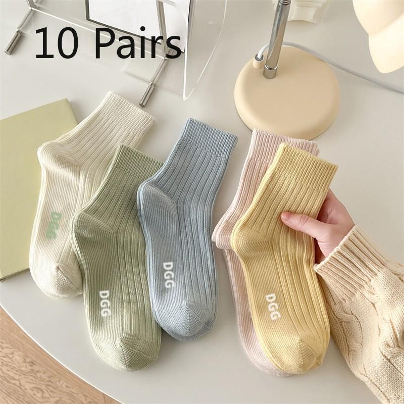 

10 пар женских весенне-осенних ассорти чулочных хлопковых носков разных вертикальных конфетных цветов 10 Pairs