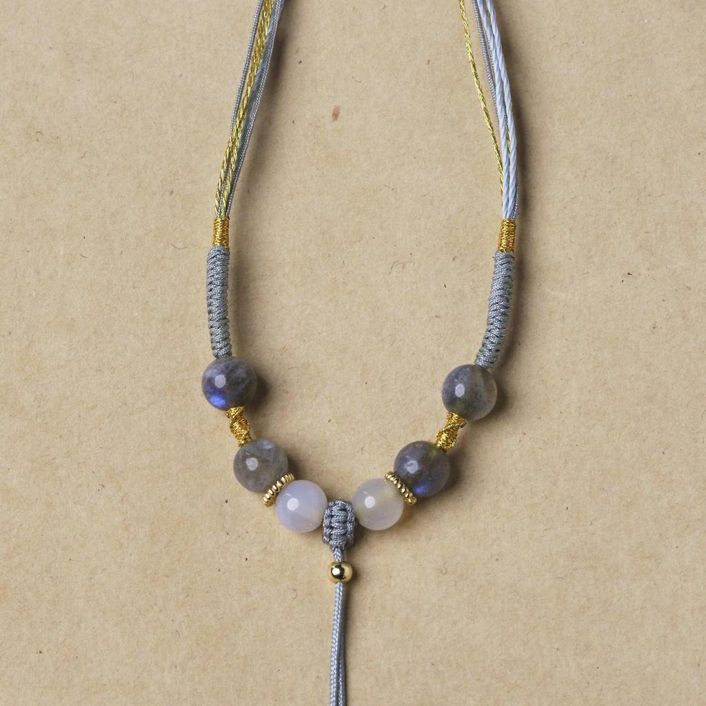 Hand-Woven Red Agate Jadeite Pendant Necklace Lanyard