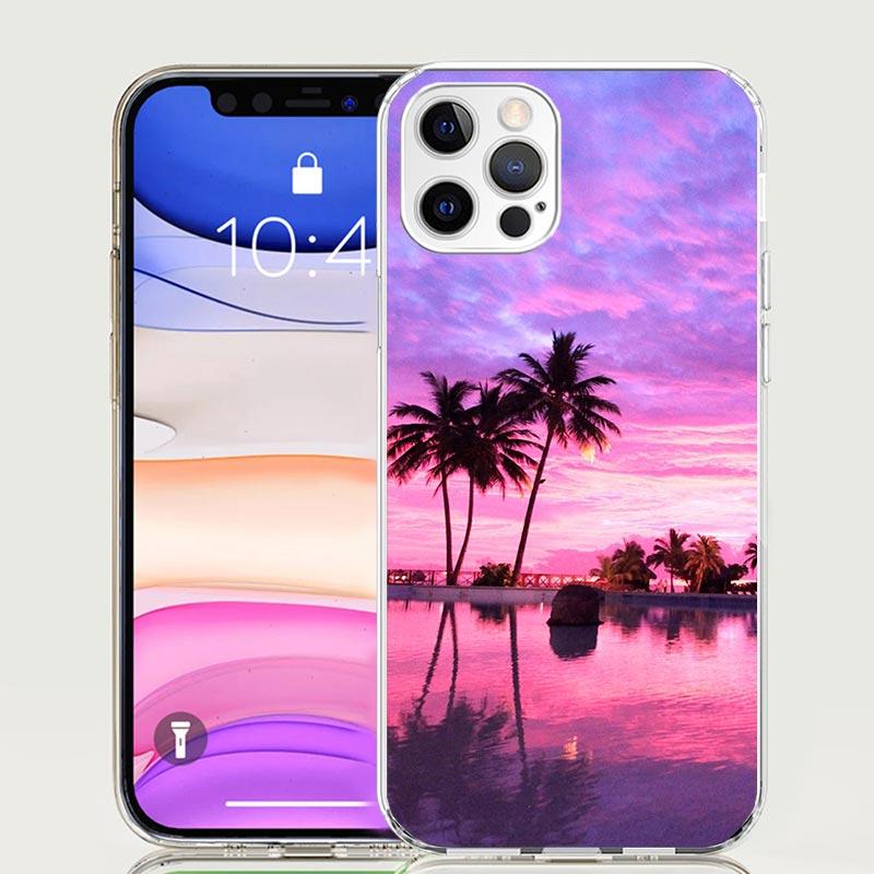 

Palm Leaves Sunset Summer Scenery Case Phone Cover for Apple iphone 17 Air 16 15 14 13 Mini 12 11 Pro Max 16E 7 Plus 8 + SE 2020 iPhone 11