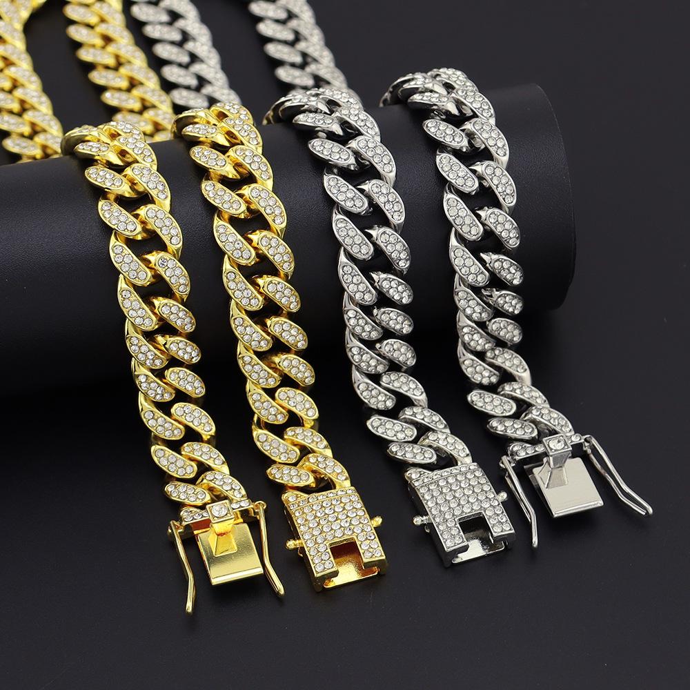 Hip-Hop Style Cuban Chain Clavicle Necklace with Diamond-Studded Butterfly Buckle – Trendy and Dazzling Personality Accessories