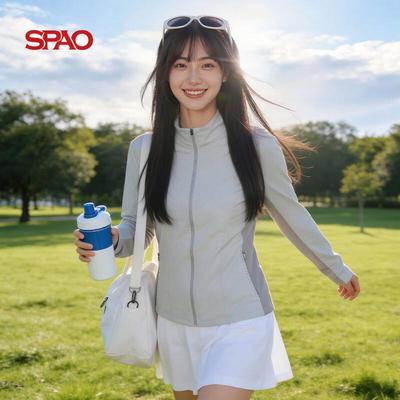 SPAO Damen Stehkragen Schlank geschnittene Sportliche Reißverschlussjacke