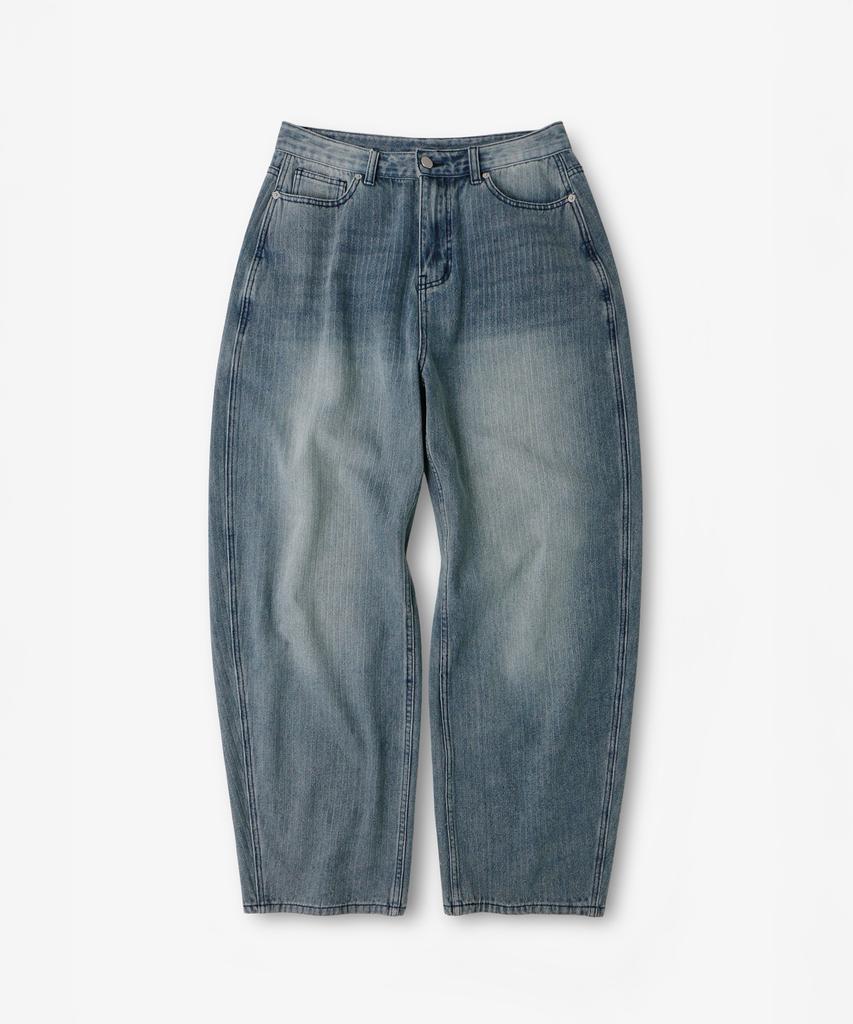 MOOD INSIDE Shadow Stripe Curved Denim Pants_Blue