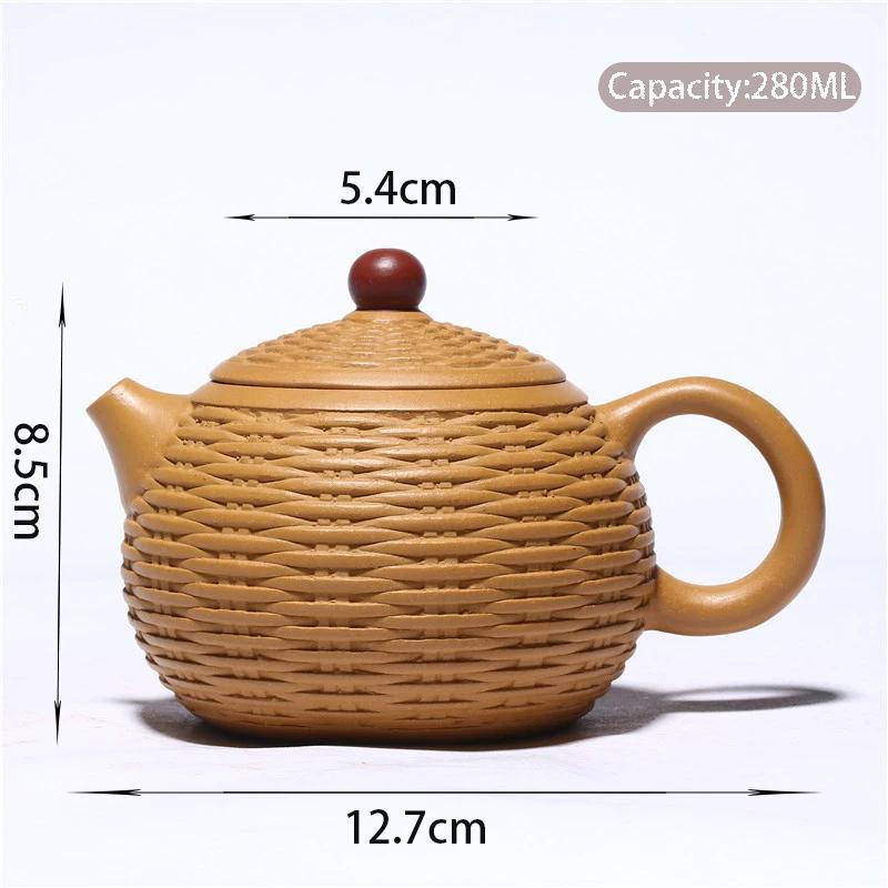 

280ml Yixing purple clay teapot original ore gold section mud handmade bamboo woven Xishi teapot