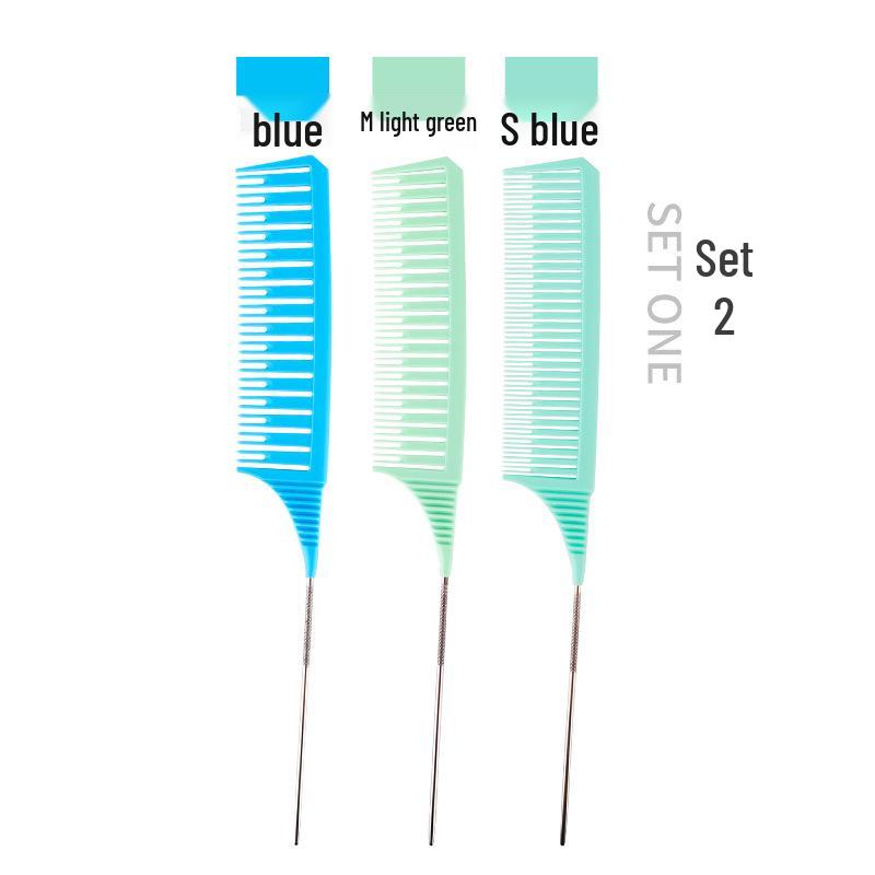 Barber Shop Sectioning & Dyeing Highlight Comb Set - Steel Needle and Fine Teeth, Heat-Resistant, Pointed Tail