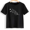 Black Feather Themed Graphic TShirt Unique Feather Heart  Feather Flying Birds Artistic Design Top with Two Styles Available