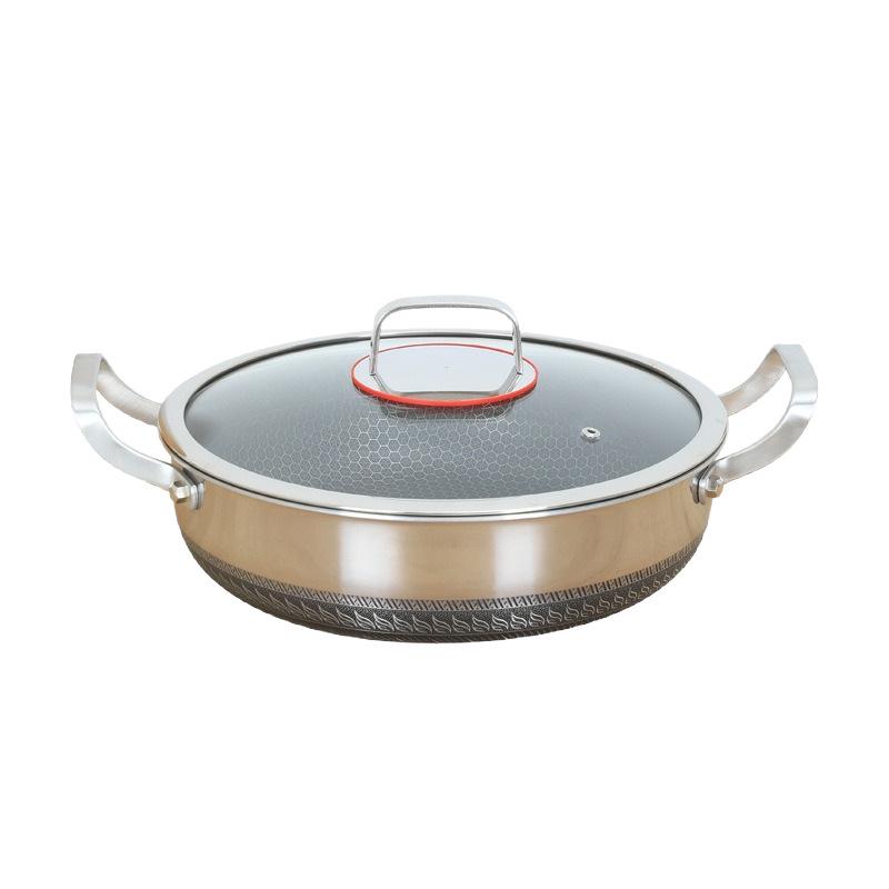 Deepened 316 Stainless Steel Non-Stick Double-Handle Pan for Pancakes - Compatible with Induction and Gas Cookers