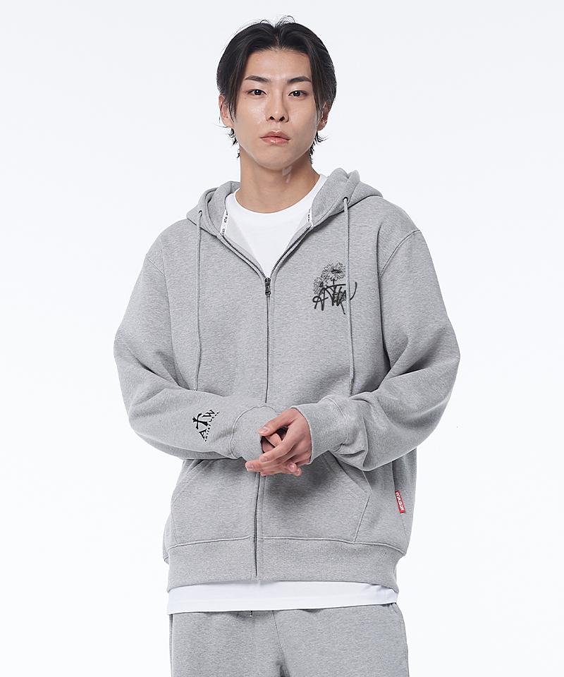 Artistwear [Atw] Skull Flower Zip-Up Hoodie