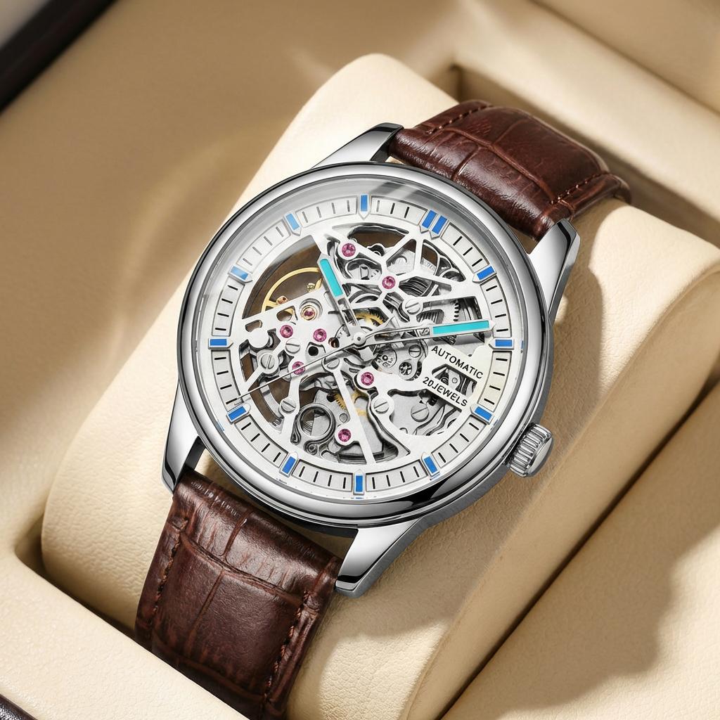 New Men's Hollowed Out High-End Fully Automatic Trend Steel Mechanical Watch