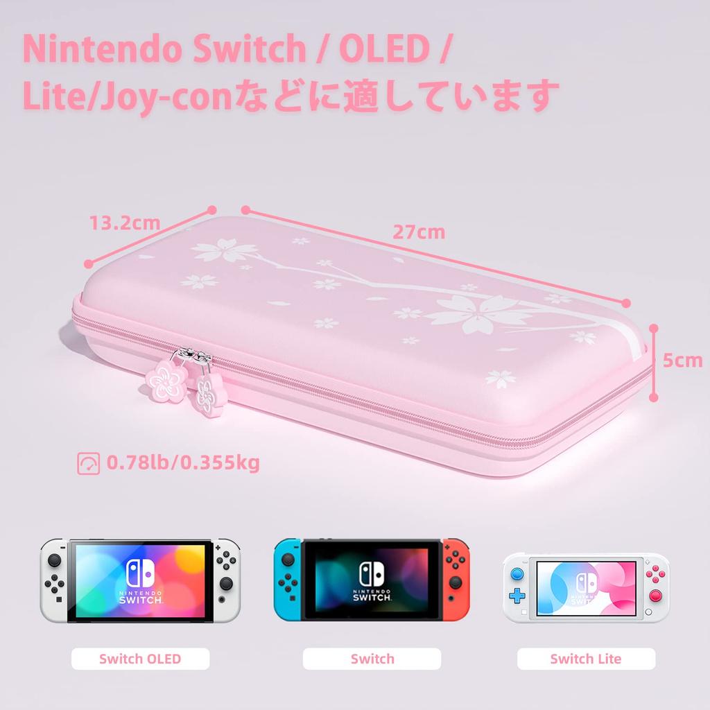 Switch Organic EL Case Pink Switch Case Switch Lite OLED Protective Cover 3way Handbag Crossbody Holds 10 Game Cards Carrying Set Large Capacity