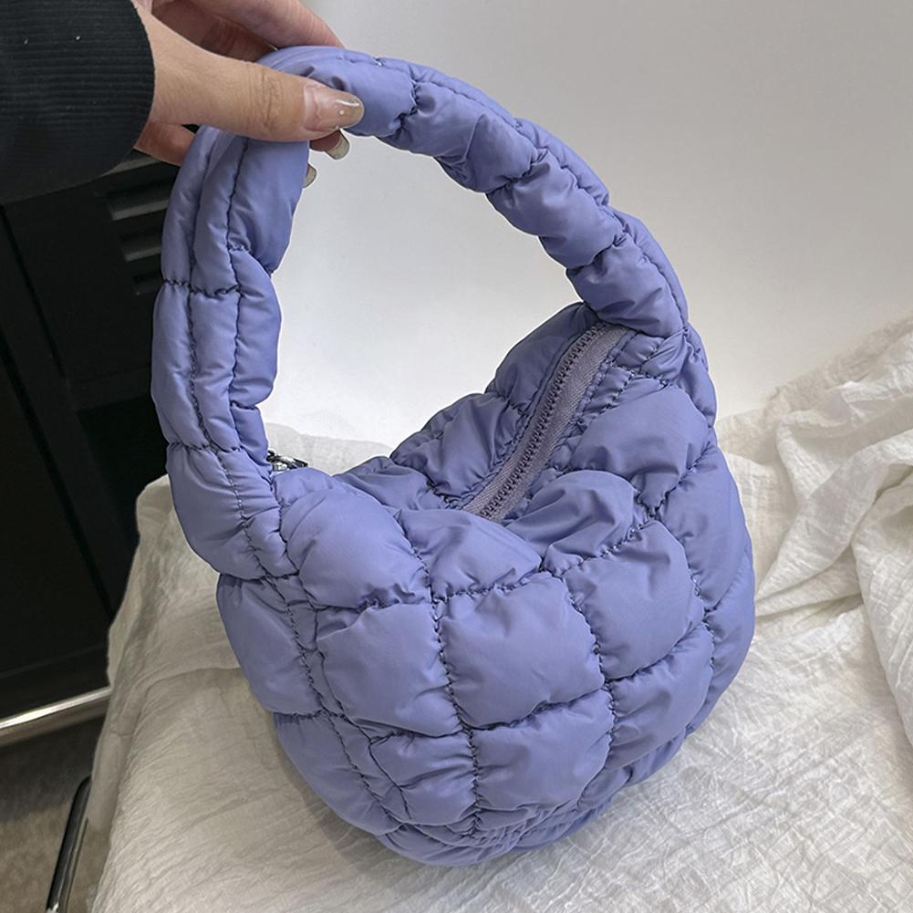 Mini-Plissee-Taschen mit Wolkenmuster für Damen, lässige, gesteppte Handtasche, gepolsterter Griff aus Nylon, luxuriöse, weiche, bauschige Tasche, Designer-Unterarmtasche