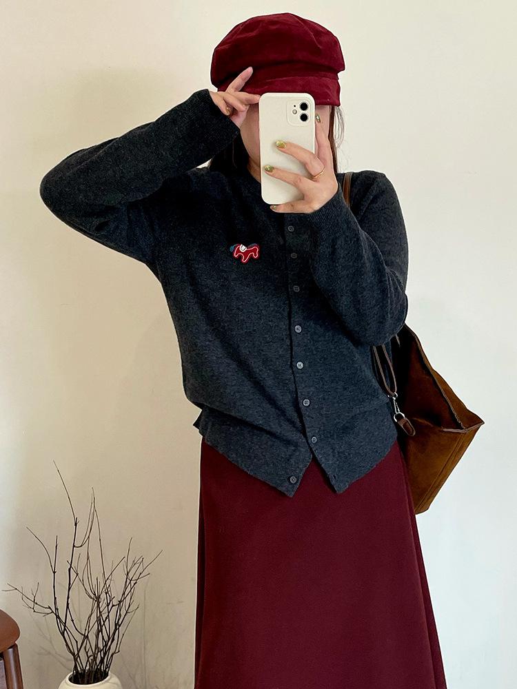 Plus Size Women's 100% Wool Casual Sweater Coat - Winter 2025 Loose Knit Cardigan