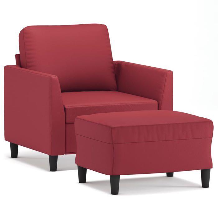 VidaXL Armchair with Footrest Bordeaux Red 60 Cm Faux Leather, Sofa, Armchair, TV Armchair, Single Sofa, Sofa, 3201120