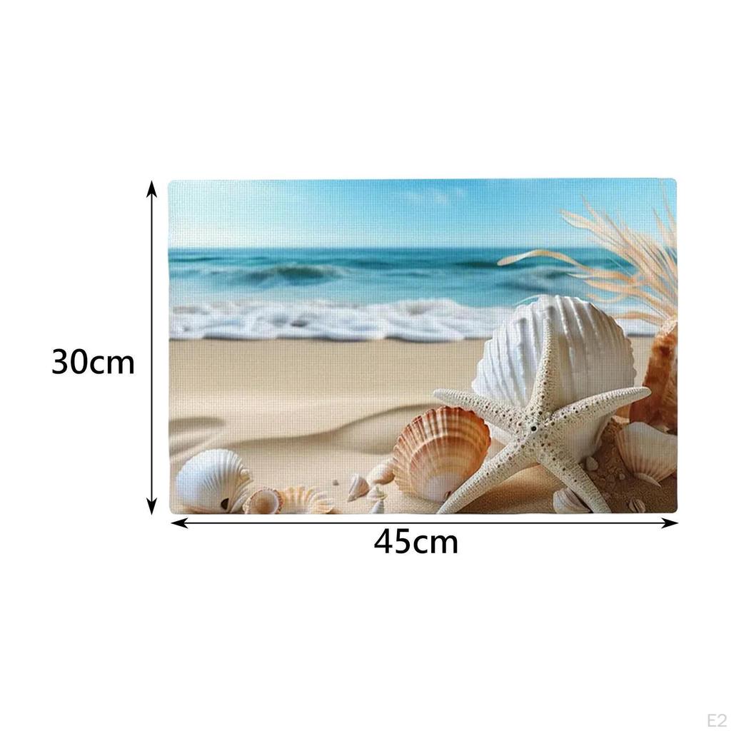 4 Stück Strand Platzset Hitzebeständige Tischsets Abwischbar Rutschfest Wasserdicht Leinen Essen