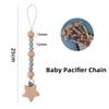 Baby Pacifier Clip Chain Wooden Star Holder Soother Pacifier Clip Leash Strap Nipple Holder For Infant Nursing Nipple Clip Chain