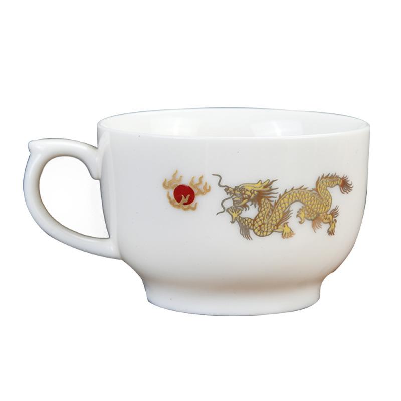 Handmade White Porcelain Tea Cup Heat Resistant Handle Personal Gongfu Teacup for Tea Ceremony