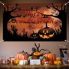 VIKAMA Halloween Backdrop Pumpkin Bat Spider Graveyard Banner Indoor Outdoor Party Wall Photo Booth Decor