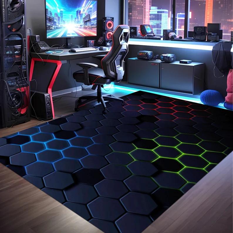 Arcade Alley Rug Gaming Room Rug 80's Rug Glow Rug E-Sport Rug Neon Rug Gamer Rug for Living Rug Gift for Game Gamer Gifts