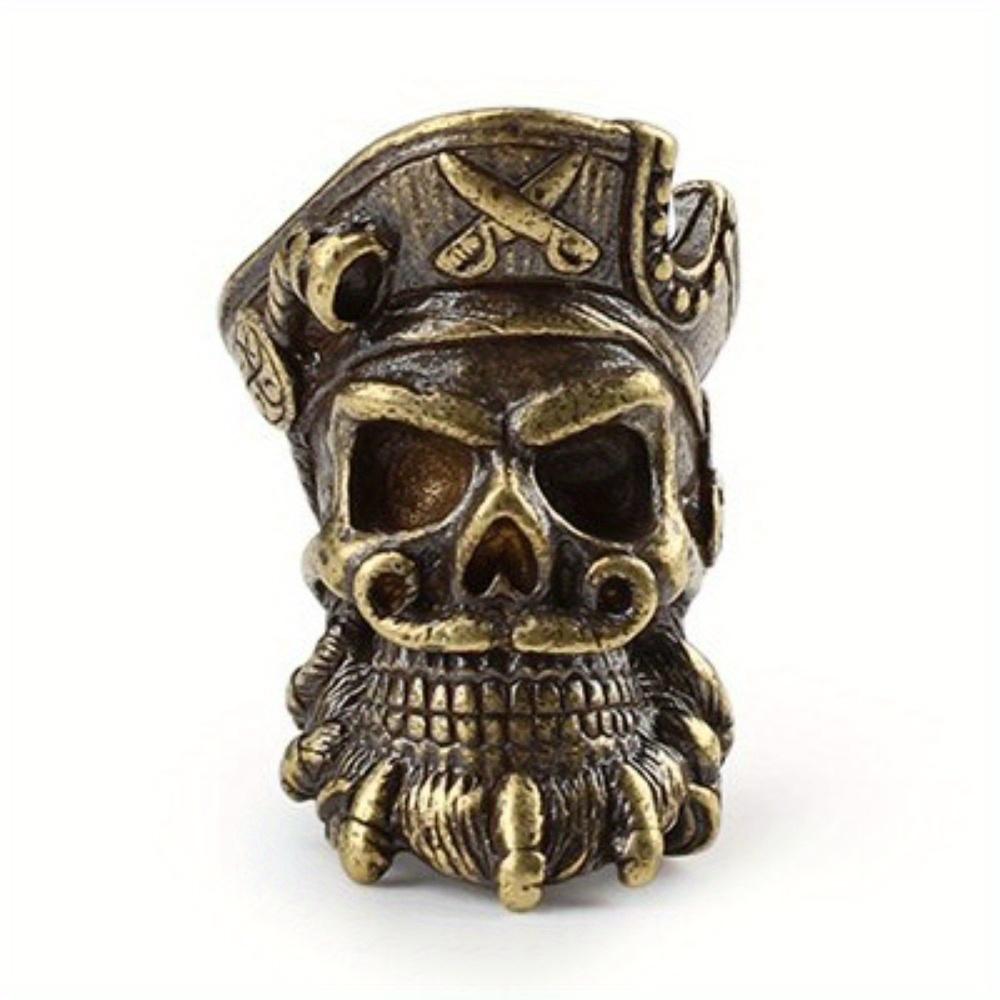 

1Pc Crow EDC DIY Knife Beads Pendant Vintage Color Brass Outdoor Tools White Brass Skull Paracord Beads
