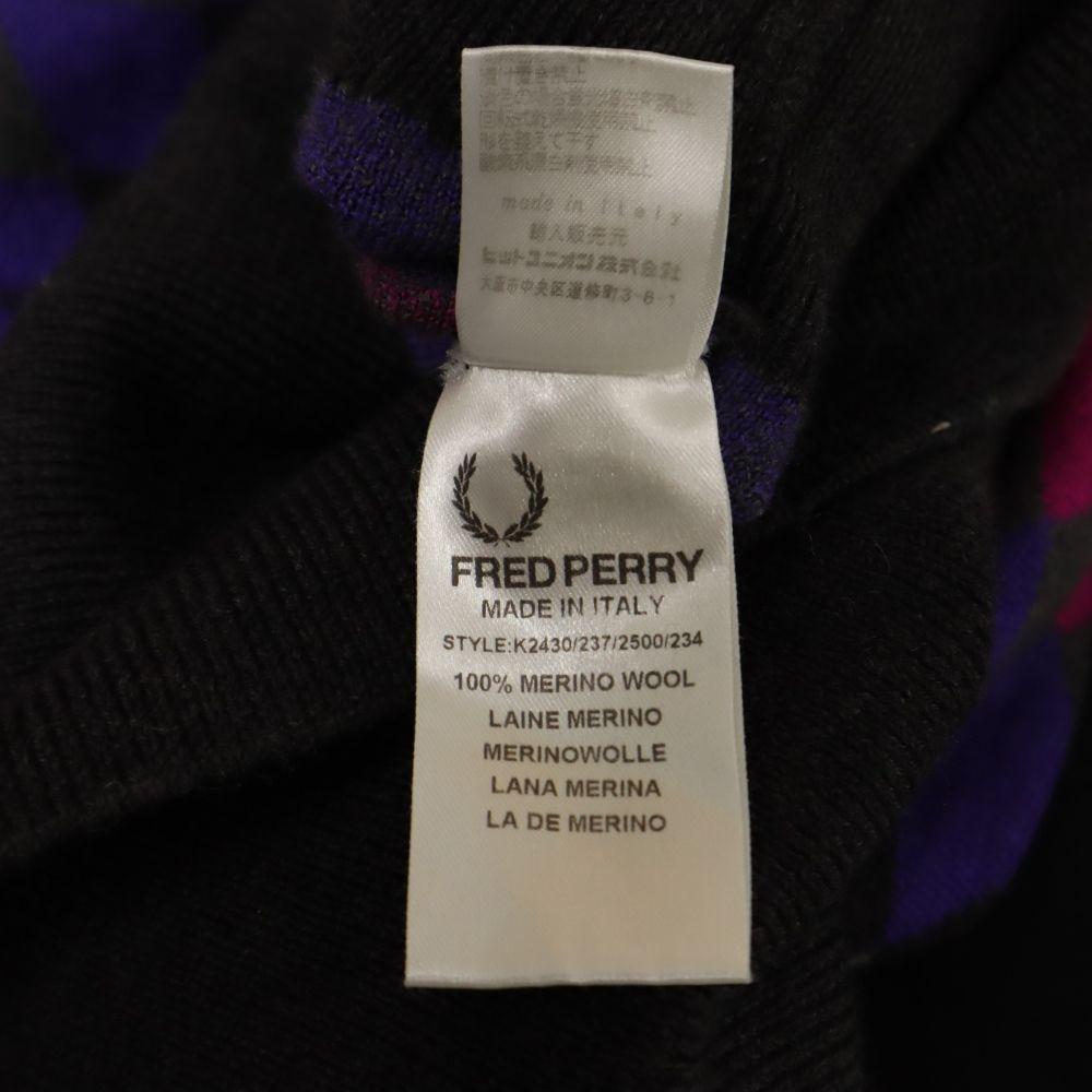 Fred Perry Wool Long Sleeve V Neck Sweater USA6 Gray Knit Dress Women Used