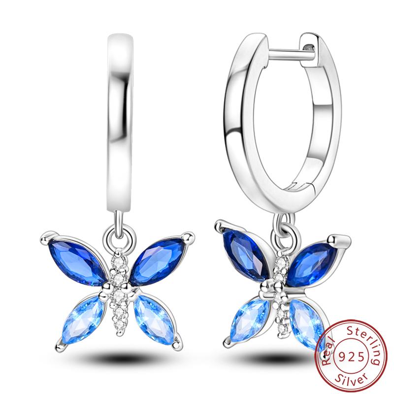 Damen Romantische 925 Silber Schneeflocke Stern Funkelnde Zirkonia Weihnachten Winter Ohrringe Passend für Hochzeitsfeier Exquisiter Schmuck