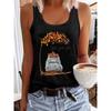 Retro car casual printed vest with leaves