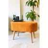 Hornbeam Wooden Leg Orange Pofidik Tedy Handmade Oval Pouf Bench Chair