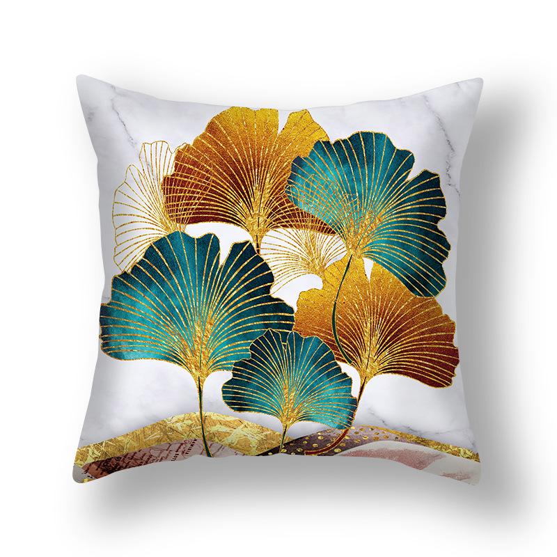 Short Plush Pillowcase, Simple and Versatile Ginkgo Leaf Pillow, Modern Decorative Sofa Pillow, Cushion
