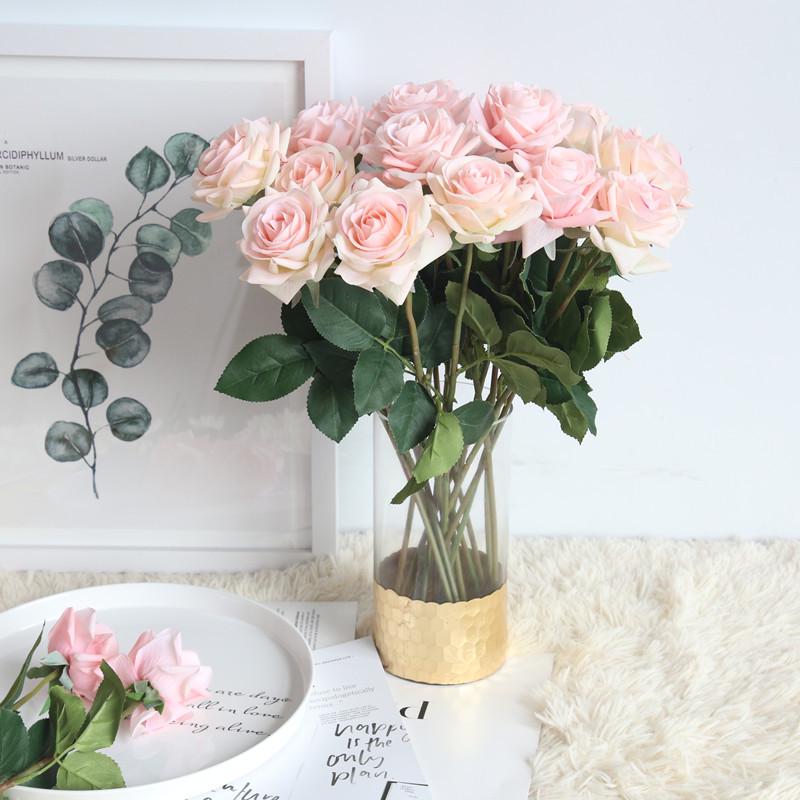 Single Stem Artificial Rose Arrangement for Home Décor - Silk Floral Display