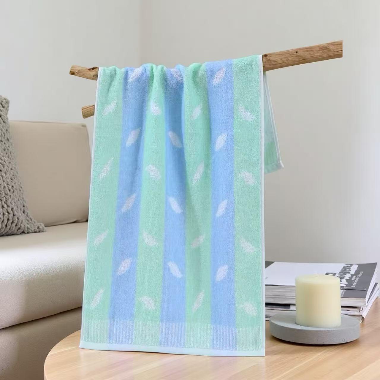 

Stripe Print Pure Cotton Face Towel - Skin-Friendly, Soft & Lint-Resistant 35x90 cm зелений/синій