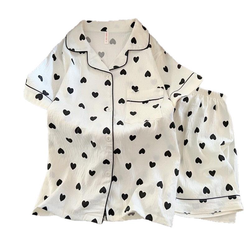 Summer New Pajamas Women's Short-sleeved Shorts Thin Cloud Cotton Cartoon Cute Large Size Korean Version Loungewear