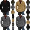 Thick Mens Knitted Shawl Collar Double Breasted Cable Knitwear Cardigan Sweater