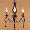 French Retro Black Wrought Iron Crystal Chandelier for Living Room, Dining Room, or Bedroom