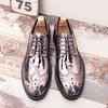 Korean Style Shiny Gold Brogue Derby Shoes - Plus Size, Fashionable Nightclub Leather Lace-Ups