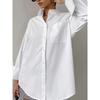 European and American New Lapel Long sleeve Simple Shirts Fashion Loose Casual Top Casual Loose White Shirt