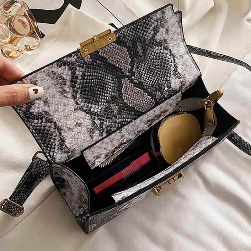 Mulher moda cobra impressão pulso bolsa de ombro nova marca luxo designer bolsas tendência qualidade couro crossbody pequeno quadrado saco