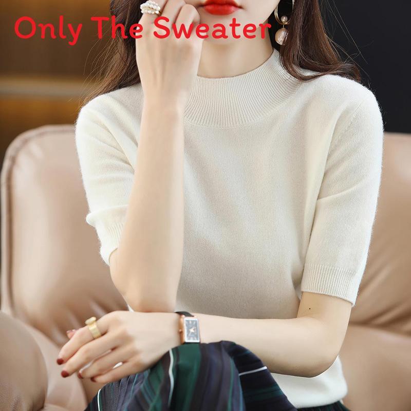 Womens Slim Fit Knit Tshirt With Splicing Detail For Casual Office Wear