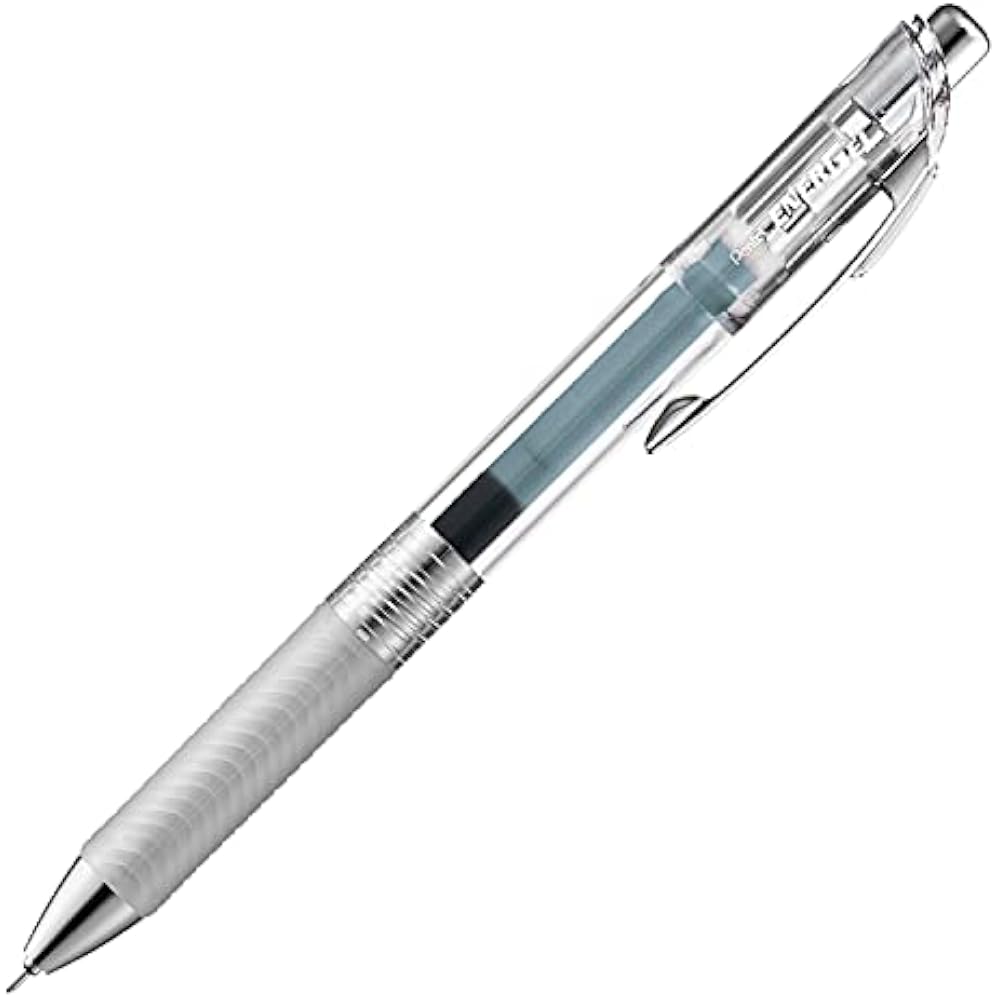 Pentel Ballpoint Pen Gel Ink Gel Infree 0.4mm Clear Shaft BLN74TL-N2 Rough Gray, 10 Pcs