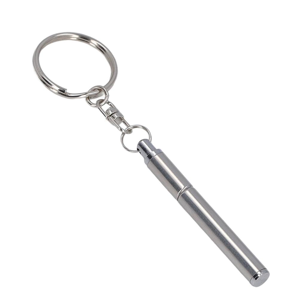 Stainless Steel Retractable Pocket Pen Simple Portable Metal Keychain Key Chain Gift