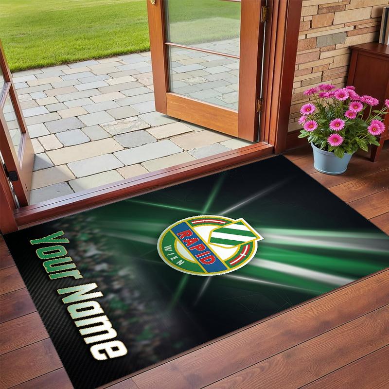 Crystal Velvet Rug Custom Name Text, Soft Non Slip Floor Mat Home DecorRapid Wien FC