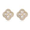 Gold Plated Cubic Zirconia Flower Earrings Romantic Metal Studs For Women Jewelry Gift 1 Pair