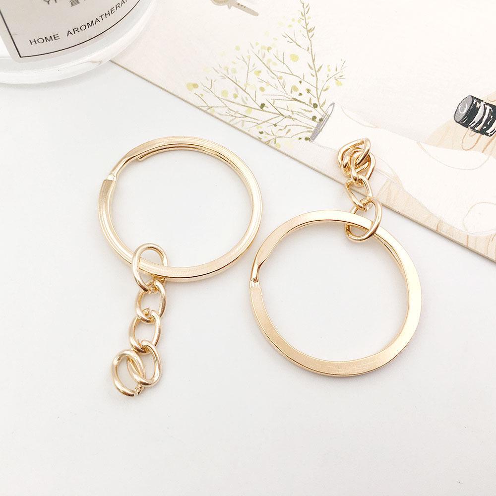 White Keychain Pendant Charm with Antique Gold Chain for DIY Jewelry