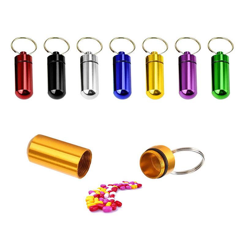 Waterproof Aluminum Pill Box Cache Drug Holder Container Keychain Medicine Box