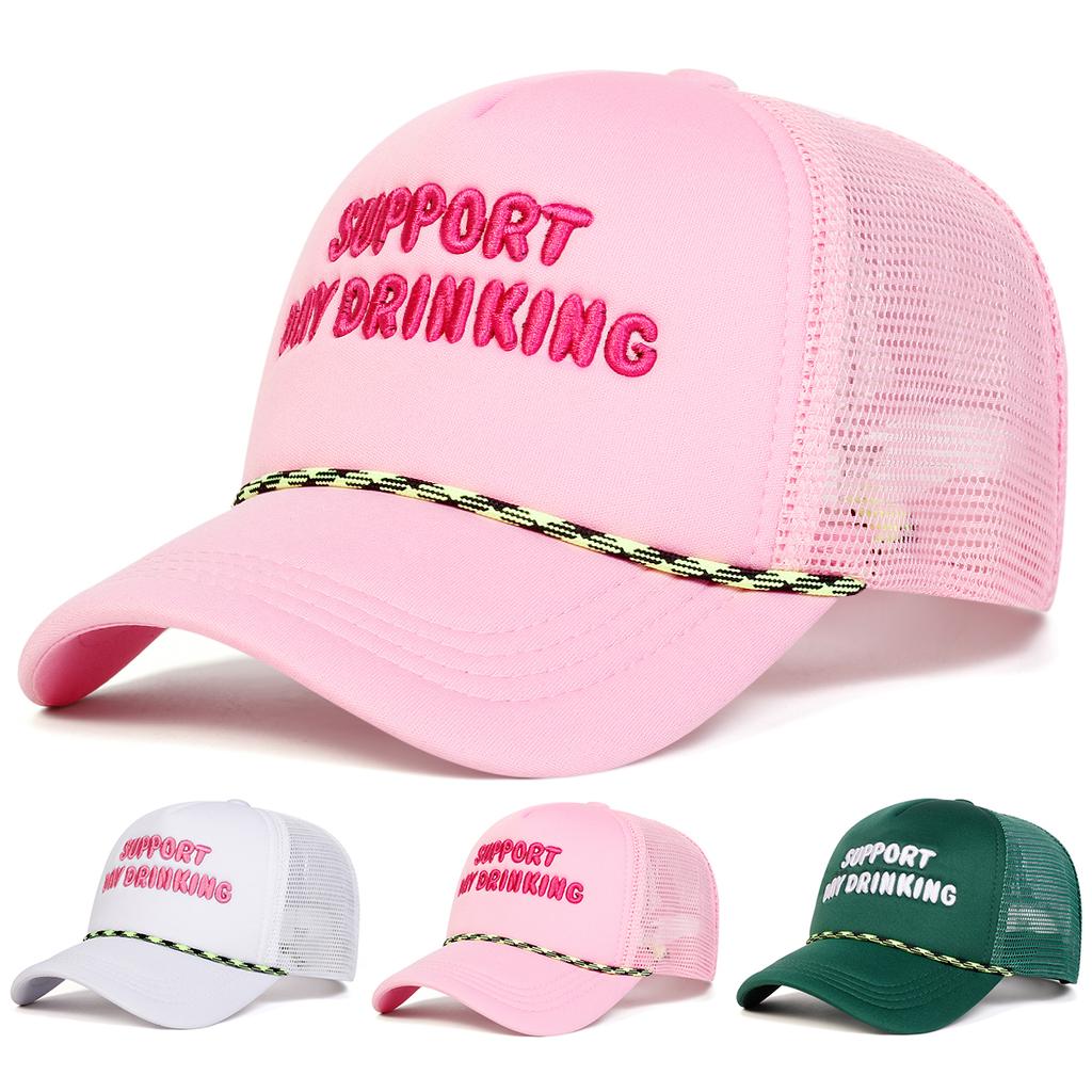 Unisex Day Drinking Letter Embroidery Baseball Net Caps Spring Summer Outdoor Adjustable Casual Hats Hip Hop Hat Sunscreen Hat