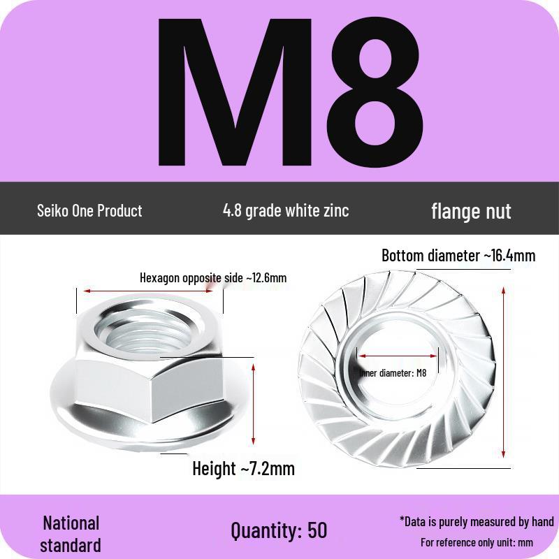Electroplated Galvanized Anti-Slip Hex Flange Nut with Tooth Washer, M3-M16