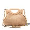 Woven Clip Single-shoulder Bag Fashion Wooden Handle Straw Weaving Handbags Chains Crossbody Bags Grass-woven for Beach Vacation