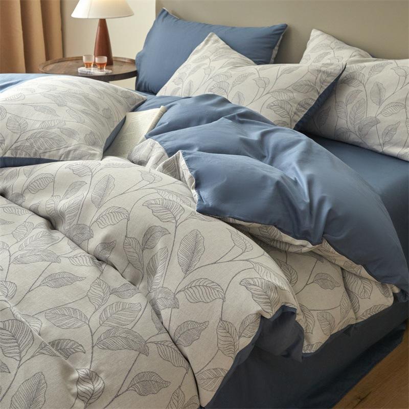 Class A 120 Maternal And Infant Grade Jacquard Pure Cotton 4Pcs Set Xinjiang Cotton Cotton Naked Sleeping Sheet Quilt Cover Mattress Model